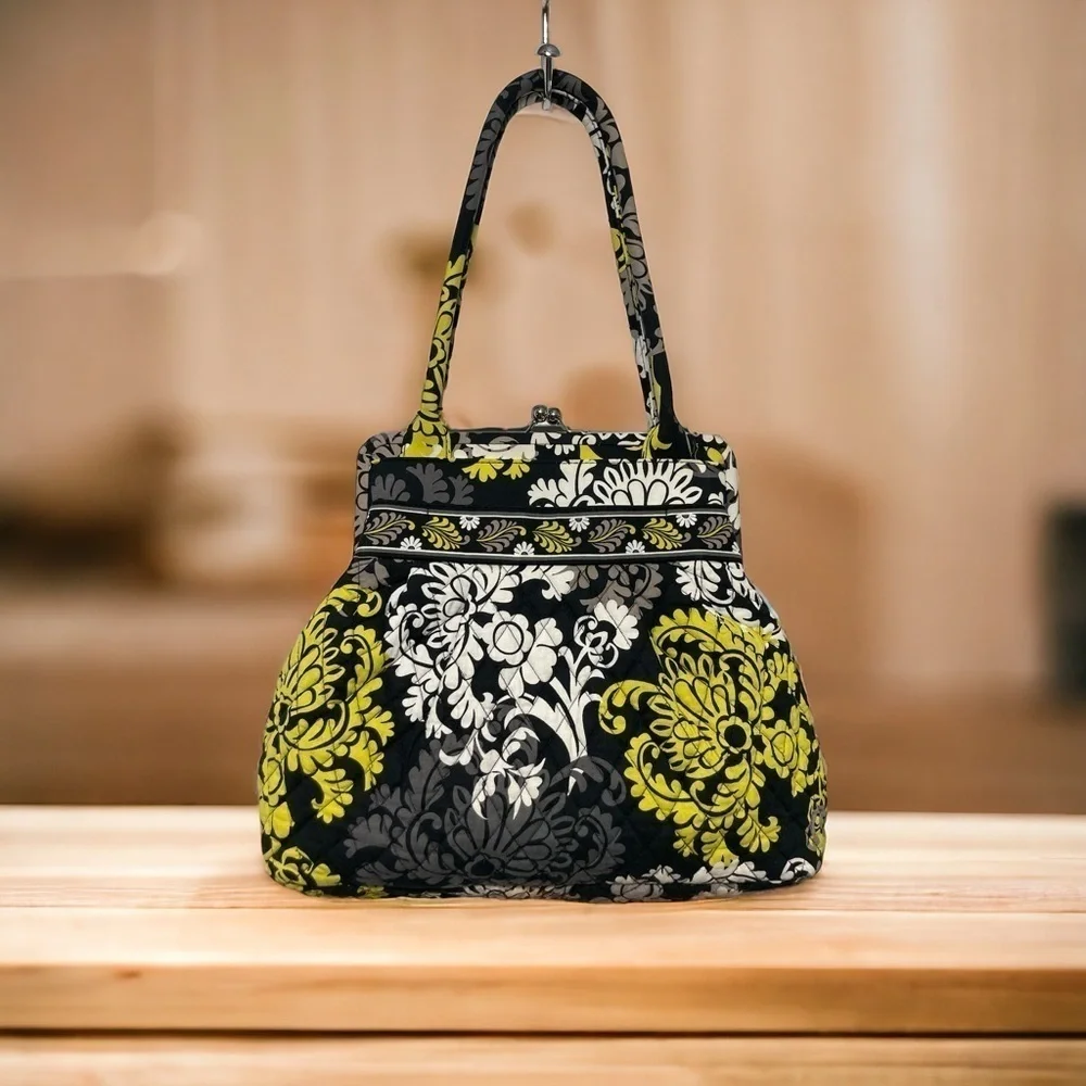 Vera Bradley Satchel Purse Quilted Cotton Chrome Frame Closure